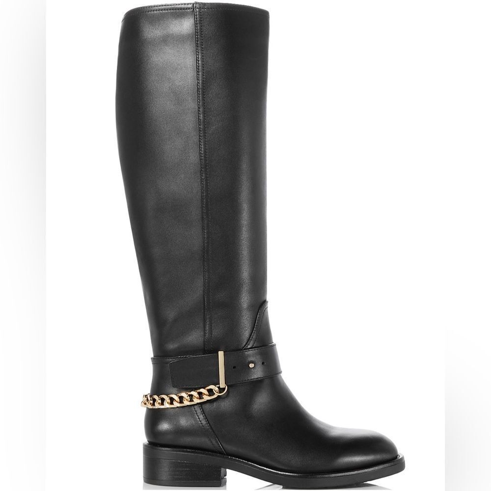 Aqua Riley Leather Round Toe Boots Women's Size Us 7 Black